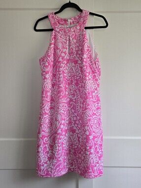 Vince Camuto Pink And White Paisley Womens Size 14 Halter Dress